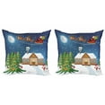 thumbnail image 1 of Ambesonne Christmas Throw Pillow Cover 2 Pack, Santa with Rudolf, 16", Multicolor, 1 of 2