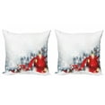 thumbnail image 1 of Ambesonne Christmas Throw Pillow Cover 2 Pack, Snow Balls, 18", White Red, 1 of 2