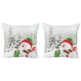thumbnail image 1 of Ambesonne Christmas Throw Pillow Cover 2 Pack, Snowy Woodland Holiday, 18", White and Red, 1 of 7