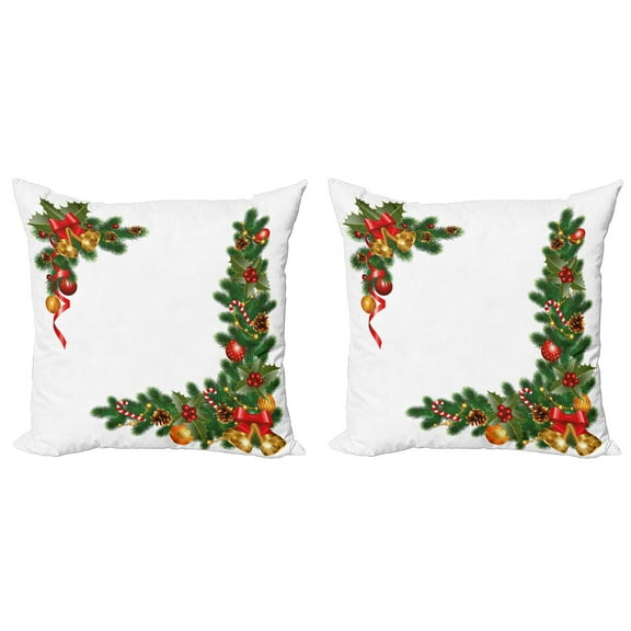 Ambesonne Christmas Throw Pillow Cover 2 Pack, Tree Objects, 18", Multicolor