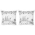 thumbnail image 1 of Ambesonne Christmas Throw Pillow Cover 2 Pack, Tree Reindeer Santa, 16", Black and White, 1 of 5