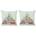 thumbnail image 1 of Ambesonne Christmas Throw Pillow Cover 2 Pack, Xmas City Holiday, 16", Pale Green Lavender, 1 of 2