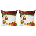 thumbnail image 1 of Ambesonne Christmas Throw Pillow Cover 2 Pack, Yule Eve Balls Baubles, 24", Multicolor, 1 of 2