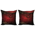 thumbnail image 1 of Ambesonne Christmas Throw Pillow Cover 2 Pack, Yuletide Celebration, 20", Yellow Ruby Burgundy, 1 of 2