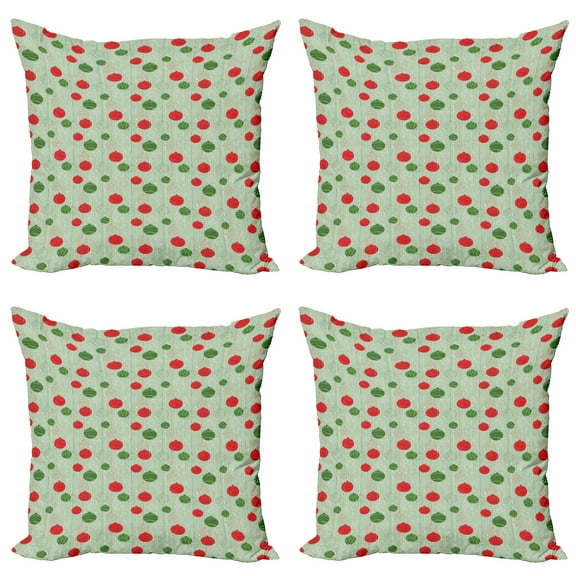 Ambesonne Christmas Throw Pillow Cover 4 Pack, Baubles Strings, 18", Multicolor
