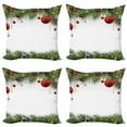 thumbnail image 1 of Ambesonne Christmas Throw Pillow Cover 4 Pack, Baulbes Noel Tree, 16", Multicolor, 1 of 5