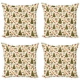 thumbnail image 1 of Ambesonne Christmas Throw Pillow Cover 4 Pack, Cartoon Trees Bells, 16", Multicolor, 1 of 2