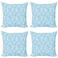 thumbnail image 1 of Ambesonne Christmas Throw Pillow Cover 4 Pack, Cats with Necklaces, 18", Pale Blue Red White, 1 of 2