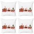thumbnail image 1 of Ambesonne Christmas Throw Pillow Cover 4 Pack, Gingerbread Train, 18", White Brown Vermilion, 1 of 7
