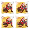 thumbnail image 1 of Ambesonne Christmas Throw Pillow Cover 4 Pack, Happy Santa Moment Joyous, 20", Pastel Yellow Multicolor, 1 of 5