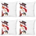 thumbnail image 1 of Ambesonne Christmas Throw Pillow Cover 4 Pack, Happy Santa Penguin, 24", Charcoal Grey Red White, 1 of 7