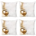 thumbnail image 1 of Ambesonne Christmas Throw Pillow Cover 4 Pack, New Years Ribbon, 18", White and Beige, 1 of 7