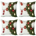 thumbnail image 1 of Ambesonne Christmas Throw Pillow Cover 4 Pack, Ornament and Pine, 24", Green Red, 1 of 6