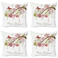thumbnail image 1 of Ambesonne Christmas Throw Pillow Cover 4 Pack, Red Bird Floral Tree, 20", Green White, 1 of 5