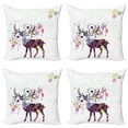 thumbnail image 1 of Ambesonne Christmas Throw Pillow Cover 4 Pack, Reindeer Ornaments, 18", Multicolor, 1 of 7