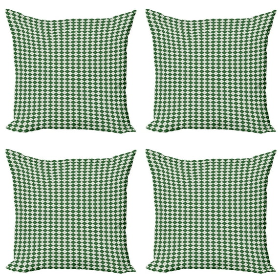Ambesonne Christmas Throw Pillow Cover 4 Pack, Retro Argyle, 20", Green White