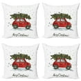 thumbnail image 1 of Ambesonne Christmas Throw Pillow Cover 4 Pack, Retro Car with Tree, 24", Green Vermilion, 1 of 5