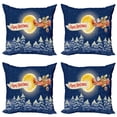 thumbnail image 1 of Ambesonne Christmas Throw Pillow Cover 4 Pack, Santa Claus Airline, 16", Dark Blue Marigold Red, 1 of 5