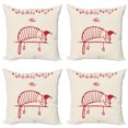 thumbnail image 1 of Ambesonne Christmas Throw Pillow Cover 4 Pack, Sleeping Cat, 16", Red, 1 of 7