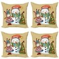 thumbnail image 1 of Ambesonne Christmas Throw Pillow Cover 4 Pack, Snowman Tree, 20", Multicolor, 1 of 2