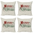 thumbnail image 1 of Ambesonne Christmas Throw Pillow Cover 4 Pack, Star Snowflake Retro, 24", Eggshell Sea Green Ruby, 1 of 5