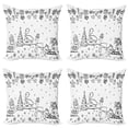 thumbnail image 1 of Ambesonne Christmas Throw Pillow Cover 4 Pack, Tree Reindeer Santa, 18", Black and White, 1 of 7