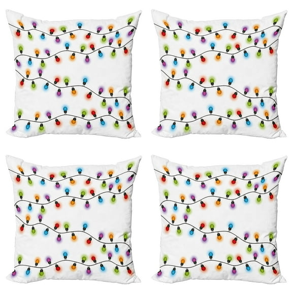 Ambesonne Christmas Throw Pillow Cover 4 Pack, Vibrant Celebratory, 18", Multicolor