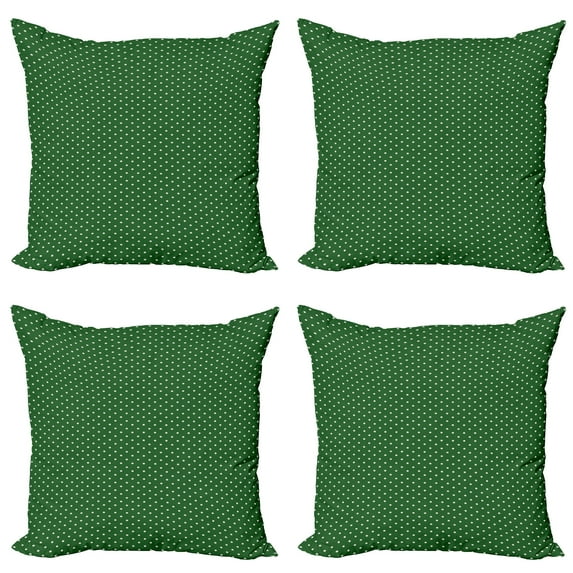 Ambesonne Christmas Throw Pillow Cover 4 Pack, Vintage Dots, 20", Green and White