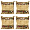 thumbnail image 1 of Ambesonne Christmas Throw Pillow Cover 4 Pack, Vintage Noel Greeting, 16", Multicolor, 1 of 7