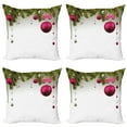 thumbnail image 1 of Ambesonne Christmas Throw Pillow Cover 4 Pack, Vivid Fir Twigs Balls, 18", Magenta Olive Green Grey, 1 of 5