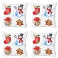 thumbnail image 1 of Ambesonne Christmas Throw Pillow Cover 4 Pack, Watercolor Xmas, 20", Dark Orange Pale Blue, 1 of 7