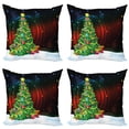 thumbnail image 1 of Ambesonne Christmas Throw Pillow Cover 4 Pack, Xmas Tree Cartoon, 16", Multicolor, 1 of 7