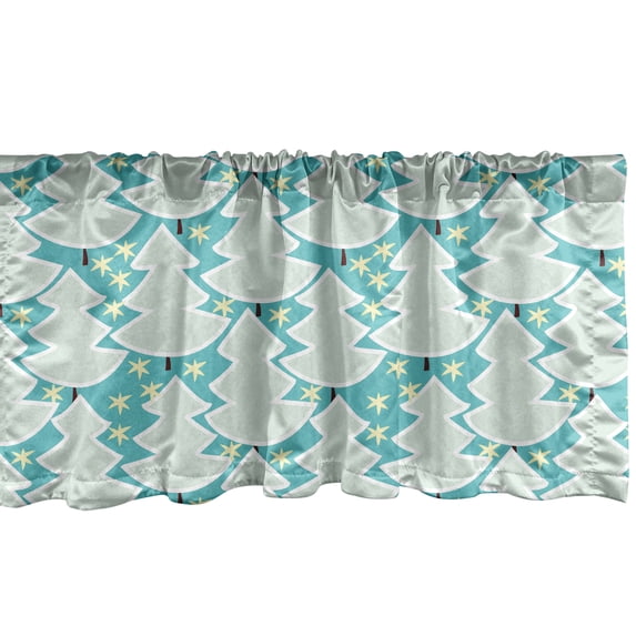 Ambesonne Christmas Tree Window Valance, Funny Tree Shapes, 54" X 18", Multicolor