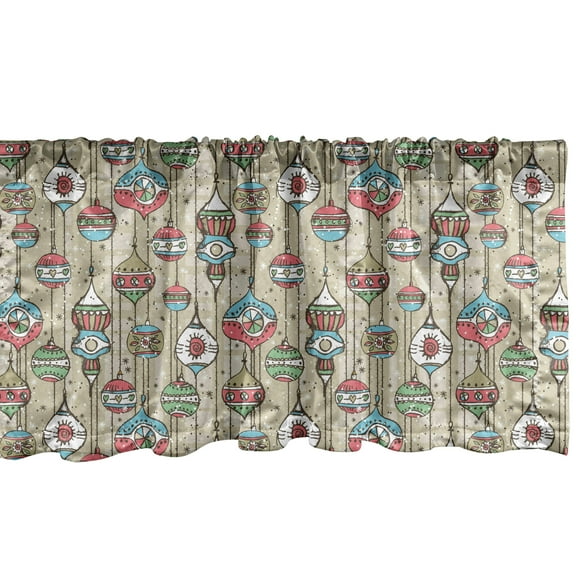 Ambesonne Christmas Tree Window Valance, Ornament Pattern, 54" X 12", Multicolor