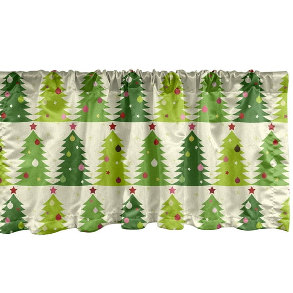 Ambesonne Christmas Tree Window Valance, Ornamented Trees, 54" X 18", Multicolor