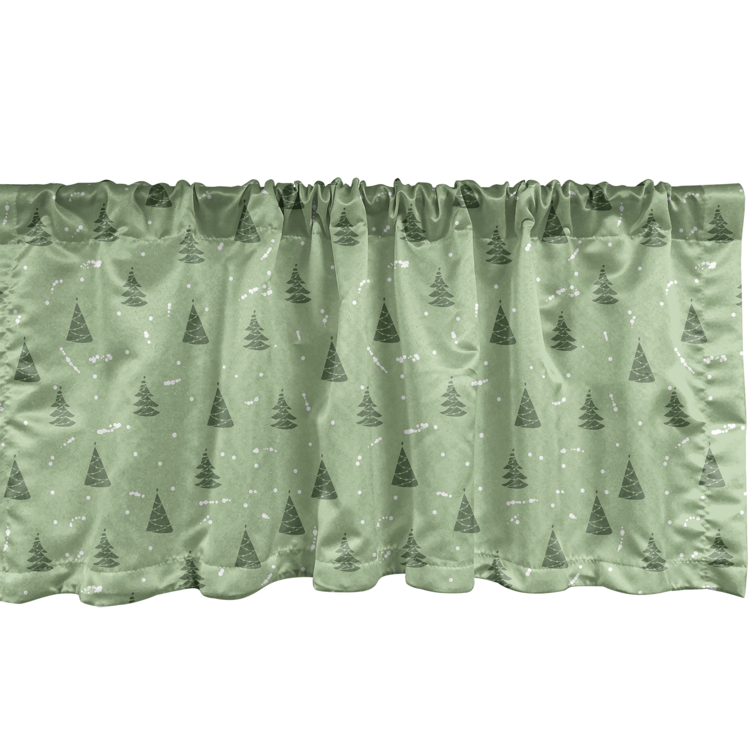 Ambesonne Christmas Valance Pack of 2 Repetitive Pine Trees Reseda Green Green