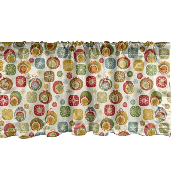 Ambesonne Christmas Window Valance, Holiday Celebration, 54" X 18", Multicolor