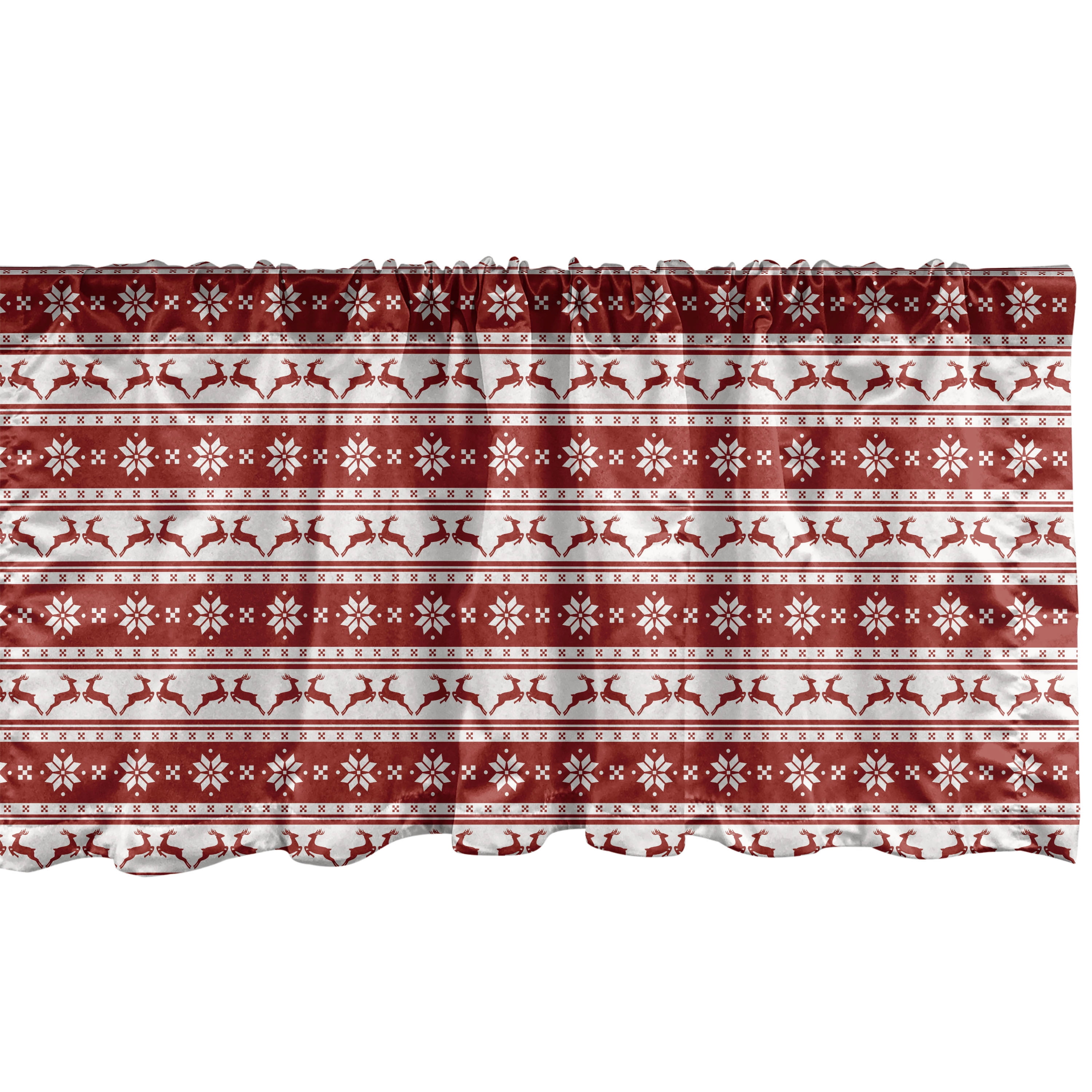 Ambesonne Christmas Window Valance, Scandinavian, 54" X 12", Red White