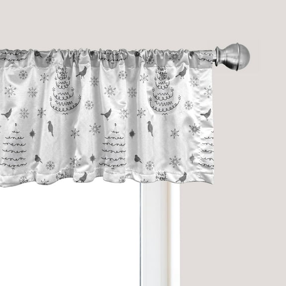 Ambesonne Christmas Window Valance, Winter Trees Snowflakes, 54" X 18", Dark Grey and Pale Grey