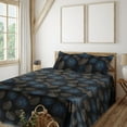 thumbnail image 1 of Ambesonne Chrysanthemum Fitted & Flat Sheet with Sham 3 Pcs Set, Freehand Look Flowers, Twin XL, Dark Indigo and Amber, 1 of 1