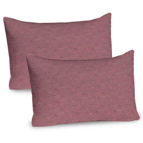 Ambesonne Chrysanthemum Pillow Sham 2 Pack, Growth on Polka Dots, 26"x20", Dried Rose and Pale Maroon