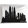 thumbnail image 1 of Ambesonne Cincinnati Pillow Sham, Details Towers Modern, 36" X 20", Charcoal Grey White, 1 of 2