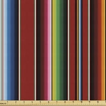 Ambesonne Cinco de Mayo Fabric by the Yard Upholstery, Vertical Lines Design, 3 Yards, Multicolor