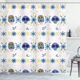 thumbnail image 1 of Ambesonne Cinco de Mayo Shower Curtain, Skulls Bones Flora, 69"Wx84"L, Azure Blue Multicolor, 1 of 4