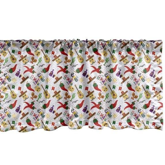 Ambesonne Cinco de Mayo Window Valance, Mexican, 54" X 12", Pastel Purple Multicolor