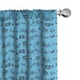 thumbnail image 1 of Ambesonne Cinema Curtains, Doodle Movie, Pair of 28"x95", Pale Blue and Black, 1 of 5