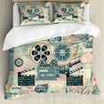thumbnail image 1 of Ambesonne Cinema Lover Duvet Cover Set, Movie Themed Modern, Calking, Almond Green Blush Peach, 1 of 6
