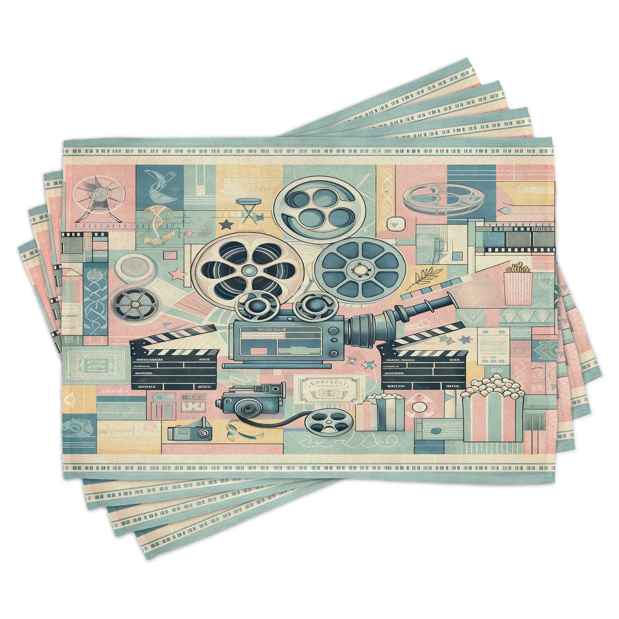 Ambesonne Cinema Lover Place Mats Set of 4, Movie Themed Modern ...