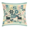 thumbnail image 1 of Ambesonne Cinema Lover Throw Pillow Cushion Cover, Movie Themed Modern, 18" X 18", Almond Green Blush Peach, 1 of 2