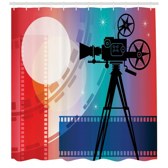 Ambesonne Cinema Shower Curtain, Movie Reel Vintage Motif, 69"Wx75"L, Multicolor
